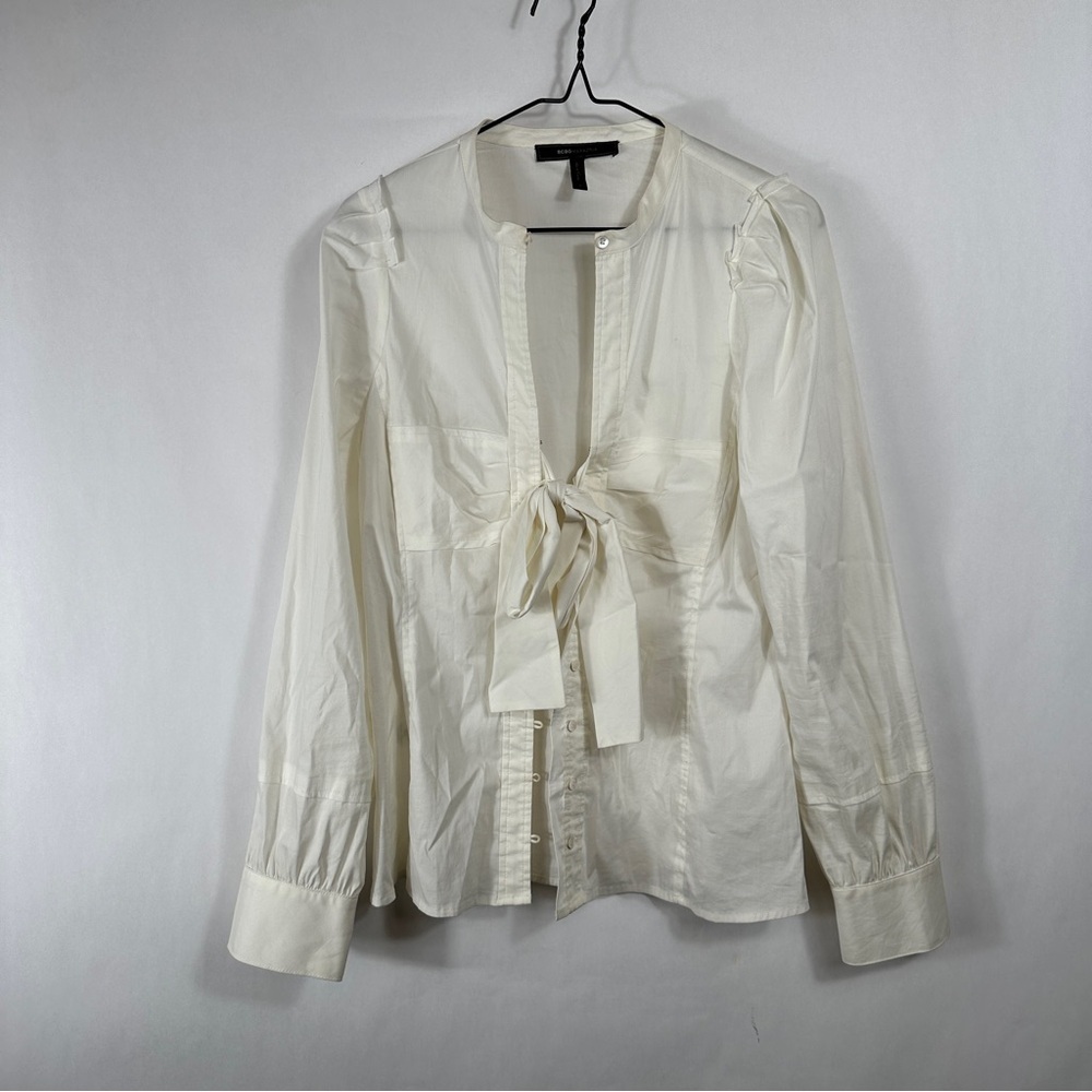 BCBG MaxAzria Cream Tie-Front Blouse
